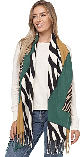 GLAMEXX24 Sciarpa XXL da Donna Scaldacollo Caldo Leopardo con Frange Poncho Oversize