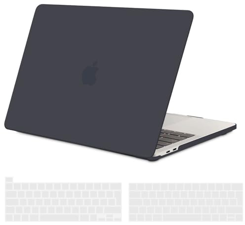 TECOOL Hülle Kompatibel mit MacBook Pro 13 Zoll 2016-2022 (M2 M1 A2338/A2289/A2251/A2159/A1989/A1706/A1708), Ultradünne Schutzhülle Hartschale Case mit Tastaturschutz (EU), Grau-Schwarz | A2338 A2289 A2251 A2159 A1989 A1706 A1708, Ultradünne Schutzhülle, Snap-on Hardcase, 2 St. EU Tastaturschutz