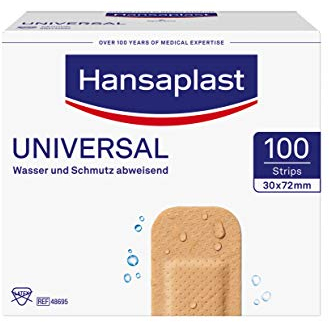 Hansaplast Universal Pflaster (100 Strips), schmutz- und wasserabweisende Wundpflaster, großes Pflaster Set mit starker Klebkraft