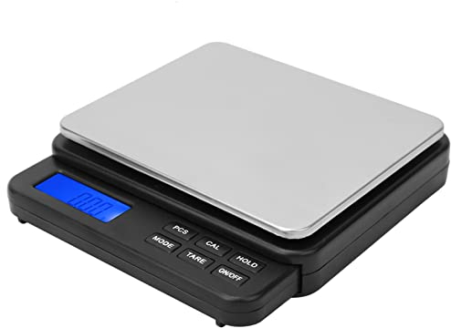 Balance de pesage électrique Mini balance de cuisine haute précision numérique avec affichage rétroéclairé bleu 1000g / 0.01g pour intérieur pour la maison(black)