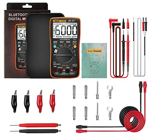 /G AN9002 Multimètre numérique Bluetooth 6000 comptes Multimètre Professionnel Testeur de Tension de Courant AC/DC True RMS Gamme Automatique et Ligne combinée 16 en 1 et boîte d'emballage - Orange