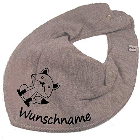 HALSTUCH mit Namen oder Text personalisiert für Baby oder Kind aus Baumwolle in Einheitsgröße Fuchs