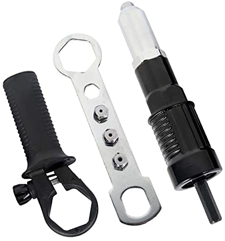 XTVTX Adaptador de pistola de remachar eléctrico adaptador de taladro para remachar, herramienta de tuerca de inserción de remachadora con cabezal de remache de diámetro 2.4/3.2/4.0/4,8 mm