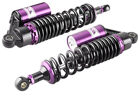 Hegeiisy 340mm 13.38 pulgada 7mm primavera Amortiguador de aire universal para motocicleta, suspensión trasera, ATV, quad, scooter, bici de la suciedad para 50cc 75cc 90cc 125cc 150cc Negro Morado