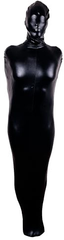 Rubberfashion Saco de Bondage de Cuero sintético Extremo - Juego de Saco de Cuerpo de Bondage de Cuero con Cremallera Frontal, máscara y Brazos Interiores para Sauna para Hombres