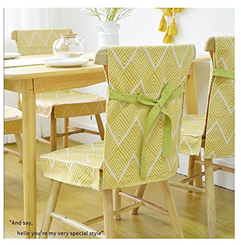 Stuhlhusse Esszimmerstuhlabdeckung Tischdecke Haushalt Baumwolle und Leinen Tischstuhl Kissen mit Rückenlehne für Esszimmer Sitzkissen Waschbar Stuhlbezug (Color : Yellow, Size : 45 * 135cm)