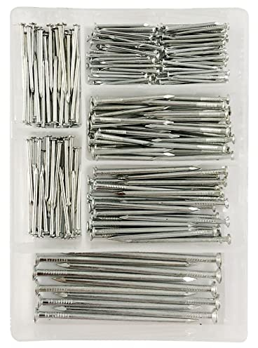 Craft 4 You Nagelset, sortiert – Flachkopfnägel – für Rahmen und Zäune, Holzarbeiten, Heimwerken, Zuhause, Holzarbeiten, Mehrzwecknägel, 6 Größen, 250 Stück