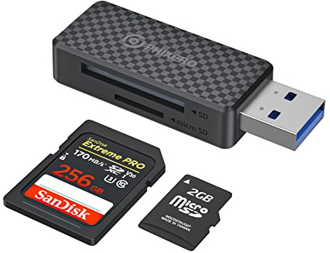 PHIXERO USB 3.0 SD Card Reader, 2-in-1 Simultaneous SD and Micro SD Card Reader, 5Gbps Super Speed, Supports SD/SDHC/SDXC and Micro SD/SDHC/SDXC, Plug & Play for Windows, Mac, Linux PCs and Laptops
