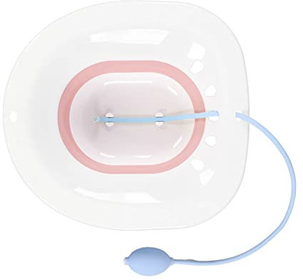 Plastic Folding Toilet Bath with Flusher Toilet Bath Squat Free Reduce Pain Spill Proof Water Massage Foldable Sitz Bath with Flusher for Postpartum with Flusher