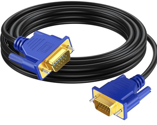 VGA Cable 15 FT, Gold-Plated Long Computer Monitor Cord, Shielded 15 Pin HD15 1080P@60Hz Full HD High Resolution for TV, Computer, Projector, Doking Station