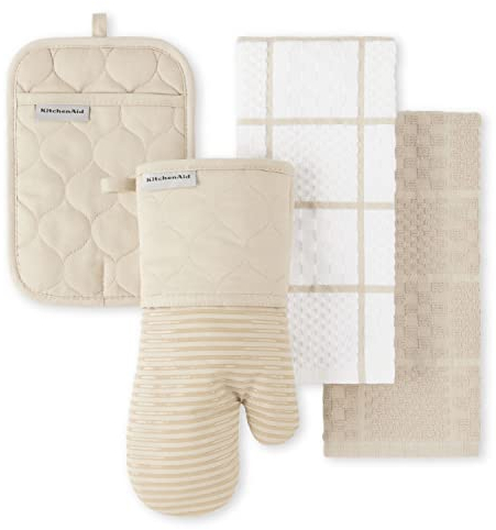 KitchenAid Onion Quilt KT OM PH Kitchen Towel, Oven Mitt & Potholder Set, Milkshake