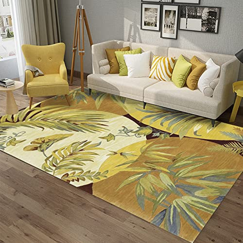 KeletiRug Alfombra Rectángulo, Alfombra Lavable Alfombra Pequeña, Alfombra Simple Hojas Y Flores Al Atardecer Y Atardecer,200 X 250 cm