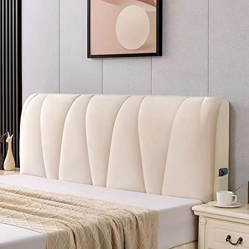 Copri Testata Letto Matrimoniale Copertura per Testiera per Matrimoniale/Singolo Premium Elastica Copritestata Letto Velluto Fodera Protezione Anti-Collisione Cuscino (Color : Beige, Size : 180x75cm