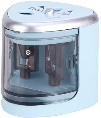 KOCAN Batteriebetriebener Spitzer,Multifunktions-Automatic Electric Anspitzer Batterie betrieben mit 2 Löchern (6-8mm / 9-12mm) für Heim School Student Blau