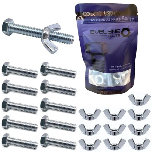 M4 Wing Nut & Bolt 10 Pack (M4 x 20mm Bolts & M4 Nuts)