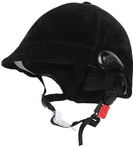 Kisangel Kids Horse Riding Helmet, Equestrian Helmet with Full Ventilation, Adjustable Chin Strap and Size Dial, Black Polypropylene Protective Gear for Horse Riding and Scooter