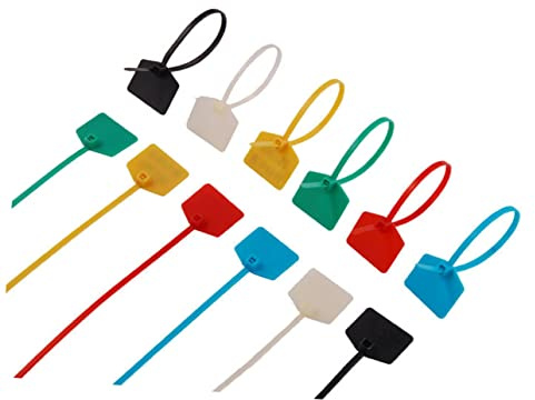 AOKWAWALIY Cable Ties Nylon Ties Pack of 250 Coloured Tabs Marker Ties Coloured Labels Wire Rope Wire Tags Zip Cable Tie Marking Label Self-Locking Cable Tie