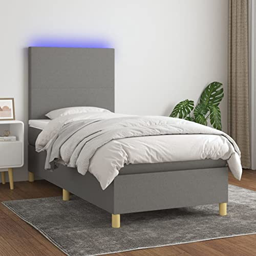 ARKEM Boxspringbett mit Matratze & LED Bett Mit Matratze Polsterbett Boxspringbett Mit Bettkasten Dunkelgrau 80x200 cm Stoff - 3135230