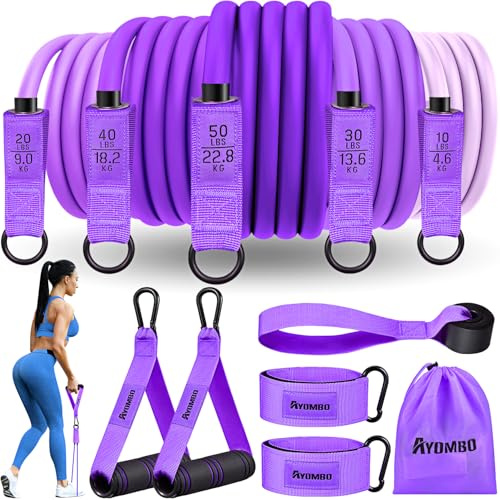 Resistance Bands, Exercise Bands with Handles, Fitness Bands, Workout Bands with Door Anchor and Ankle Straps, for Heavy Resistance Training, Physical Therapy, Shape Body, Yoga, Home Workout Set