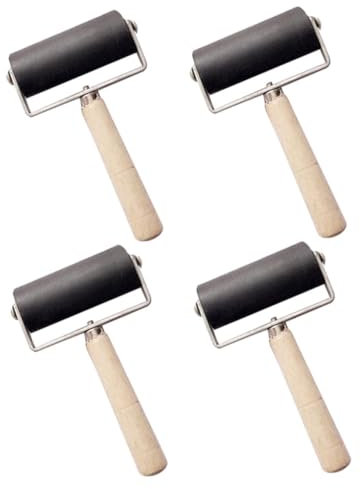 SEWOART 4 Stück Druckwalzen 6 cm Rollen Für Den Druck Kunststoffrolle Holzgriff Tintenapplikator Für Kunstprojekte
