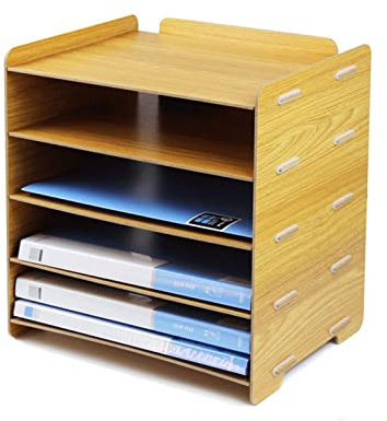 XRSMOU Mehrschichtiger Zeitschriftensammler, Dokumentenaufbewahrungsbox aus Holz, Büro-Desktop-Klassifizierungsbox, Aktenorganisator (1)