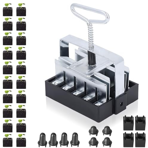 2-in-1 Soil Block Maker Für Saatgut, Erdballenpresse Anzucht Mit Verdickter Griff, Manueller Quad Bodenblocker Set Für Saatgut-Stater, Garten Boden Blumenerde Für Outdoor-Pflanzen