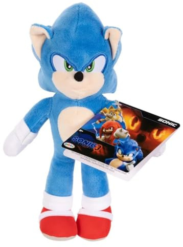 JAKKS Pacific Sonic The Hedgehog Sonic 3 Movie - Peluche di Sonic 22,9 cm
