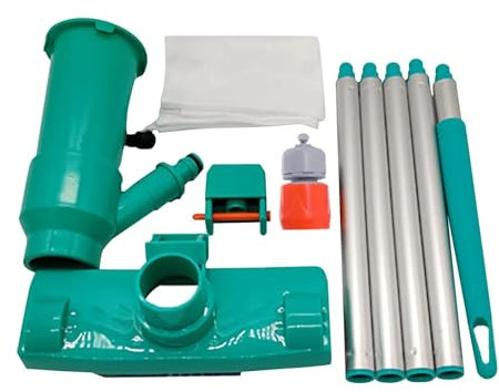 BUUNHI Poolreinigungsset Tragbarer Staubsauger für den Poolboden mit Stangen, Poolreiniger, hervorragende Reinigung des Poolbodens Poolzubehör