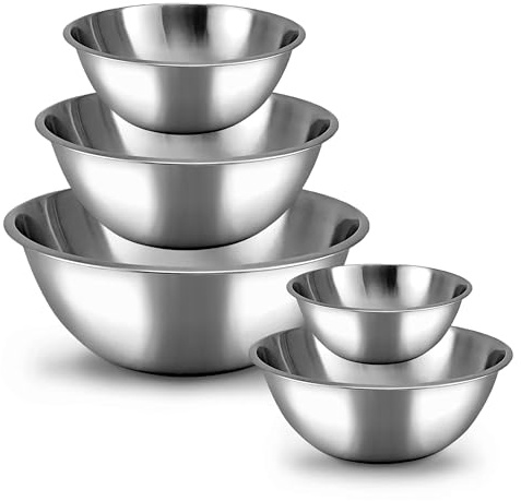 GARUET Premium 5-teiliges Edelstahl-Rührschüssel-Set – langlebig und vielseitig für den Heim- und Restaurantgebrauch (ohne Deckel)