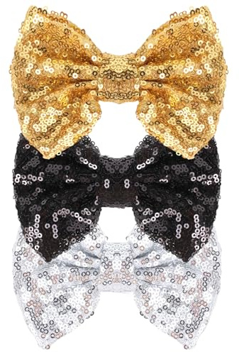 ZOSIGN Fermaglio per Capelli con Fiocco, 3 Pezzi Fermagli Capelli Bambina, Glitter Fiocco Capelli Fermagli, Ragazza Tornante di Natale, Accessori Natalizi Bambina Donne