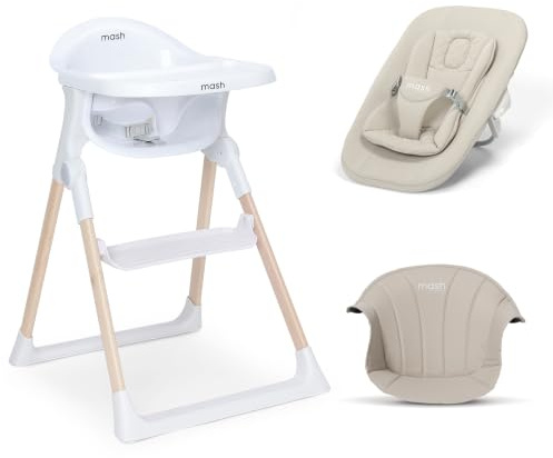 Baby Elegance Mash Hochstuhl Neugeborenenaufsatz | Sicherer Baby-Hochstuhlsitz ab Geburt (weiß)