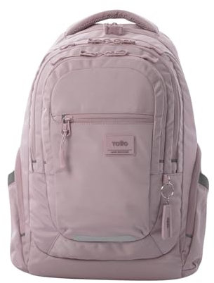TOTTO - Mochila para Ordenador Portátil 13 Pulgadas, Modelo Eufrates, Mochila Eco-Friendly, 6 Compartimentos, Cremallera para Candado, Bolsillos Botella, Espaldar Ergonómico, Color Keepsake Lilac