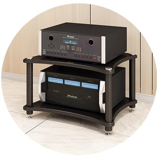 AV Media Stand Component Cabinet 4 Etagen Holz Audio Rack Tower Stereo Regal HiFi Rack Schwarz mit stoßdämpfenden Füßen Verstärker Rack