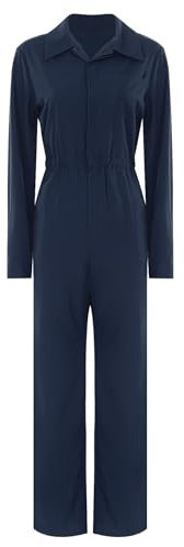 Runhomal Uniforme di Lavoro Donna Adulto Tuta Blu Lavoro Industriale Meccanici, Blu marino, M