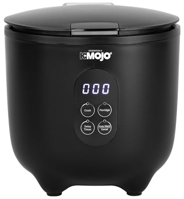 SQ Professional K Mojo Electric Mini Rice Cookers 0.4L Automatic Cooking White or Brown Rice & Porridge Cooker Warmer Function with Removable Non-Stick Bowl (Black, 400ml Rice Cooker)