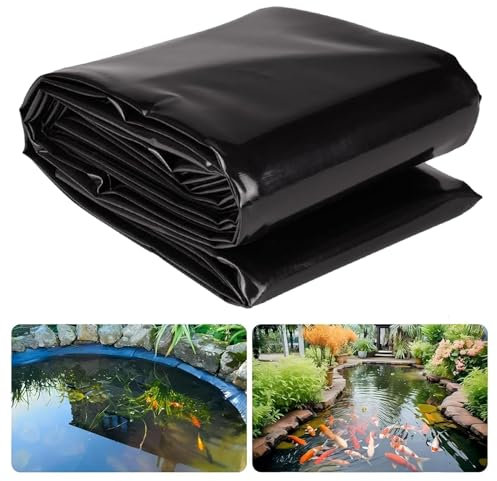 Strapazierfähige 9 x 11 m flexible schwarze Teichfolie für Garten, Wasserfall, Bachlauf und Springbrunnen, wasserdichte Teichhaut für Wasserlandschaftsdesign
