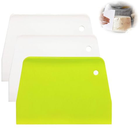 3 Pcs Raspador de Masa de Plástico, Raspador de Pastel, Raspador de Pizza, Rasqueta Hornear, Separador de Pan para Hornear Pasteles Pan, Postre, Pizza, Pastel (Verde y Blanco)
