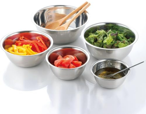 GLEAVI Edelstahl Rührschüssel Set 5 Teilig Mit Messskala Nistbar Spülmaschinenfest Für Salat Zubereitung Waschen Kochen Küchenschüsseln Organizer