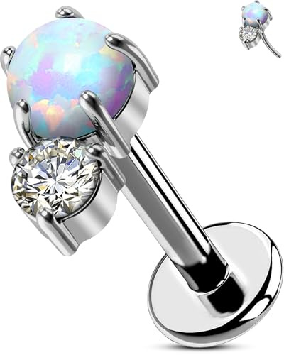 OUFER Body piercing titan läpp piercing bar 16G Labret Jewellery Threadless Helix Tragus Conch Stud Push in Cartilage Earring 6/8 mm platt baksida örhängen, 8mm