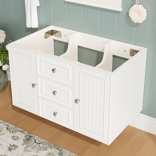Merax Armario para debajo del lavabo, armario bajo, mueble de baño, armario bajo lavabo con 4 cajones y 1 puertas, lavabo colgante, estilo moderno, mueble de baño, sin lavabo, color blanco