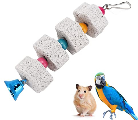 Watris Veiyi Wellensittich Spielzeug, Vogelspielzeug Mineralgestein, Papageienspielzeug, Kalkstein Wellensittiche für Reinigung des Vogelschnabels
