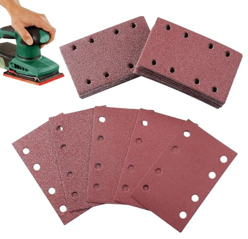 Cartas de – 120 piezas de papel de lija rectangular para lijadora orbital,piezas de repuesto para aficionados de metal carpinteros cartón yeso