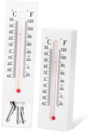 ORFOFE 2 pezzi Scatola Nascondi Chiavi Termometro Decorativo Resistente Intemperie Contenitore Capiente per Chiavi e Monete Porta Multifunzionale per Giardino e Patio
