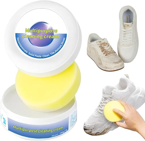 Schuhe Reinigungscreme – 2026 Neu Weiße Sneaker Reinigung & Fleckenentferner, Multifunktionale Schuhcreme für Leder, Wildleder, Canvas & Kunststoff – Tiefenreinigung & Pflege (1)