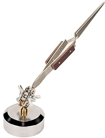 Pincettes de troisième main, rotation à 360 degrés, pointe droite, verrouillage croisé, pince à souder avec base en acier inoxydable, matériau pour bijoutiers, horlogers