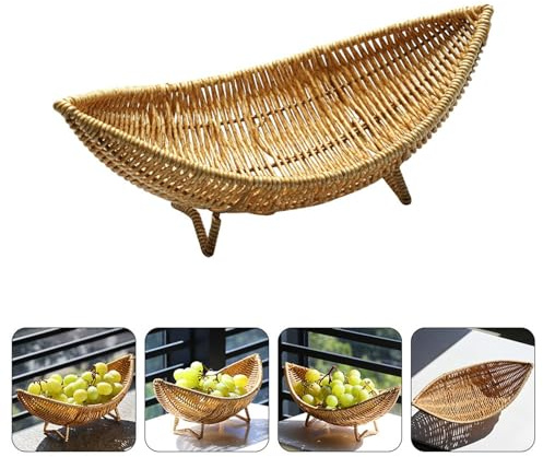 NexaGeniX Cesta de Picnic for servir frutas, cestas almacenamiento, bandeja mimbre for pan, bandejas platos tejidos, patatas fritas, cuencos for barcos franceses Centro de mesa frutero
