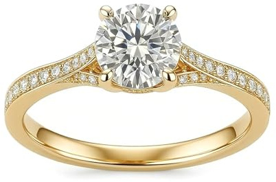 Freundschaftsringe Freundinnen, Schmuck Ring Luxus mit Moissanit 14K Gelbgold Größe 53 (16.9)