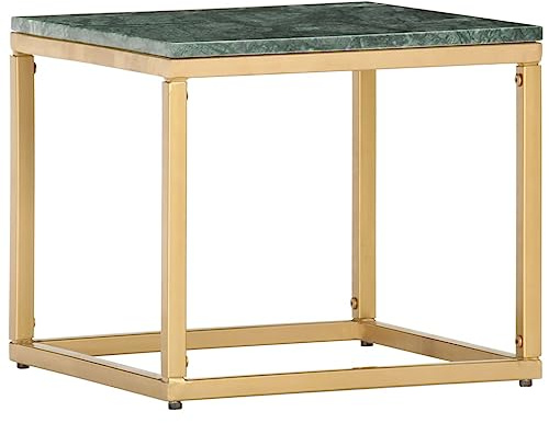 Foknhdi Couchtisch Grün 40x40x35 cm aus echtem Marmorsteintisch, Eisenrahmen Messing beschichtet, Modernes Design für Living Room, Schlafzimmer & Flur