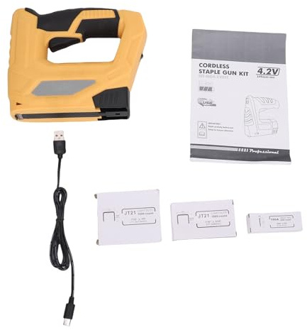 Hamwesh Combo de Grapadora Clavadora Eléctrica Inalámbrica, Liviana, 2.0 Lbs, Diseño Ergonómico, Grapadora Clavadora 2 en 1, Kit de Grapas Recargable con Batería de 2000 MAh, 3000 Sujetadores para
