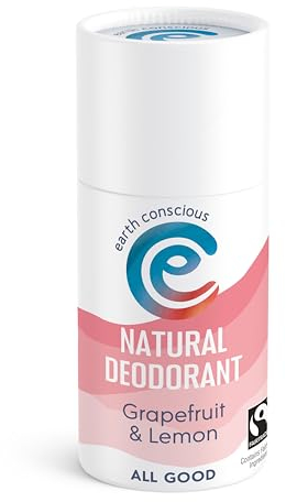 Earth Conscious Natural Deodorant Stick 60g- Eco Friendly, Vegan Friendly, Aluminium Free & Cruelty Free Deodorants for Men and Women. UK Made (Grapefruit & Lemon)